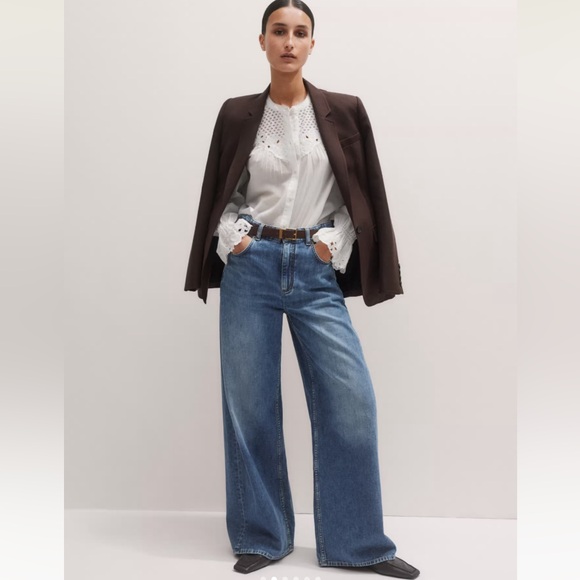 ME + EM British Luxury Designer High Rise Wide Leg Long Inseam Jean Size 32 - Picture 11 of 11